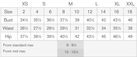 Aventura Size Chart